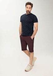 Burgundowe szorty męskie typu chino P-TROSS. Czerwone szorty Volcano, m, bez wzorów, z bawełny, eleganckie. Za 169.99 zł.
