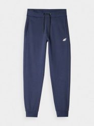 4F Spodnie dresowe joggery męskie - granatowe L. Niebieskie joggery i bojówki 4F, na co dzień, l, bez wzorów, z bawełny, sportowe. Za 149.99 zł.