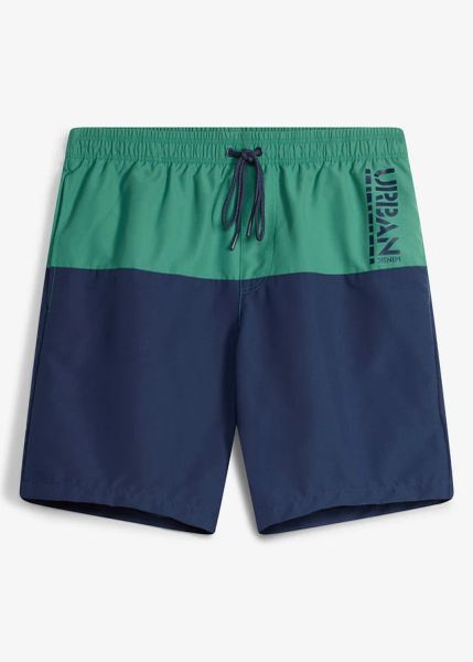 Szorty kąpielowe z blokami kolorów. Czerwone kąpielówki bonprix, m, bez wzorów. Za 54.99 zł.