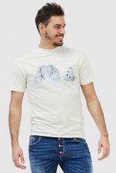 PALM ANGELS Biały t-shirt męski z misiem. Białe t-shirty PALM ANGELS, m, bez wzorów, prążkowane, bez kołnierzyka, bez ramiączek. W wyprzedaży za 699.99 zł.