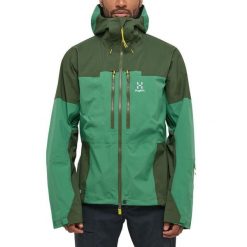 Męska Kurtka Alpinistyczna GORE-TEX Pro Wodoodporna Spitz. Zielone kurtki Haglöfs, m, bez wzorów, z gore-texu, bez kaptura. W wyprzedaży za 1,299.00 zł.