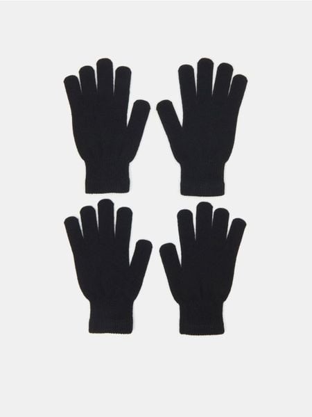 Rękawiczki 2 pack - czarny. Czarne rękawiczki Sinsay, bez wzorów. Za 7.99 zł.