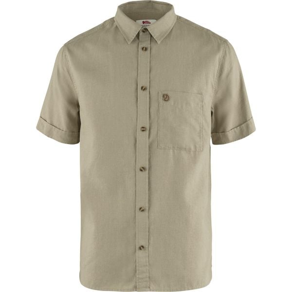 Koszula podróżnicza Fjallraven Ovik Travel Shirt SS. Żółte koszule Fjällräven, m, bez wzorów, z materiału, bez kołnierzyka, bez ramiączek. Za 423.49 zł.