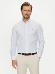 Tommy Hilfiger Koszula Micro Foulard MW0MW35813 Błękitny Slim Fit. Niebieskie koszule Tommy Hilfiger, m, bez wzorów, z bawełny, bez kołnierzyka, bez ramiączek. Za 239.99 zł.