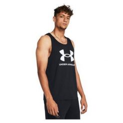 Koszulka męska tank top UNDER ARMOUR 1382883 bez rękawów. Czarne bezrękawniki Under Armour, l, bez wzorów, bez kołnierzyka, bez ramiączek. Za 113.94 zł.
