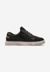 Czarne Buty Sportowe Tenisówki Przed Kostkę ze Skórzaną Wkładką Ptil. Czarne trampki Born2be, m, bez wzorów, przed kostkę, bez zapięcia. W wyprzedaży za 144.49 zł.