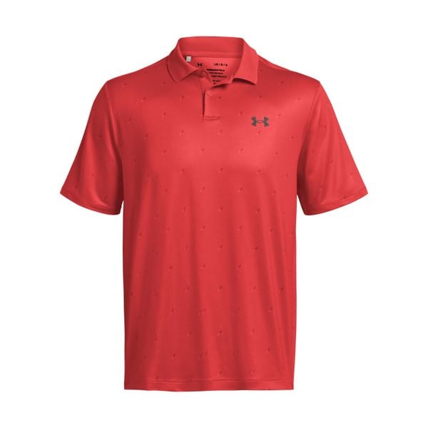 Koszulka polo z nadrukiem Under Armour Perf 3.0. Czerwone koszulki polo Under Armour, m, bez wzorów, bez kołnierzyka, bez ramiączek, na golfa. Za 312.50 zł.