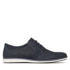 Półbuty Lasocki. Niebieskie eleganckie półbuty Lasocki, bez wzorów, bez obcasa, bez zapięcia. Za 136.99 zł.