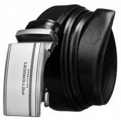Pasek męski Peterson PTN A006 BLACK czarny. Czarne paski Peterson, bez wzorów, z jeansu. Za 79.99 zł.
