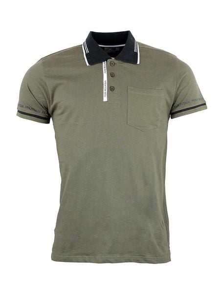 Peak Mountain Koszulka polo w kolorze oliwkowym rozmiar: L. Brązowe koszulki polo Peak Mountain, l, bez wzorów, z bawełny, bez kołnierzyka, bez ramiączek. Za 128.55 zł.