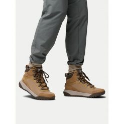 Trekkingi Columbia. Brązowe botki sznurowane Columbia, bez wzorów, bez obcasa, bez zapięcia. Za 529.99 zł.
