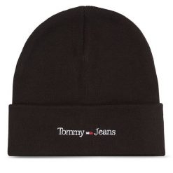 Czapka Tommy Jeans. Czarne czapki zimowe Tommy Jeans, bez wzorów, z jeansu. Za 159.99 zł.