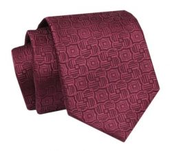Krawat - ALTIES - Bordowy z Delikatnym Deseniem. Czerwone krawaty i muchy Alties, bez wzorów, z tkaniny. Za 49.00 zł.