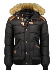 Geographical Norway Kurtka zimowa "Belphegore" w kolorze czarnym rozmiar: M. Czarne kurtki Geographical Norway, na zimę, m, bez wzorów, ze skóry, bez kaptura. Za 329.42 zł.