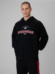 4F Bluza dresowa loose z kapturem męska - czarna M. Czarne bluzy 4F, m, bez wzorów, z dresówki, z kapturem. Za 199.99 zł.