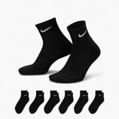 Skarpetki sportowe dla dorosłych Everyday Cushioned Dri-FIT 6-Pack Socks. Czarne skarpety Nike, bez wzorów, z bawełny. Za 89.99 zł.