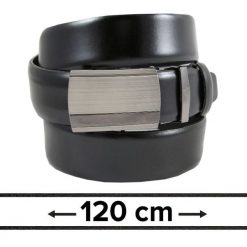 Pasek Czarny do Spodni 120 cm, Automatyczna Klamra, Skórzany, Elegancki -VICTORIO. Czarne paski Victorio, bez wzorów, ze skóry, eleganckie. Za 99.00 zł.