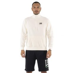 Bluza z bawełna z zamek błyskawiczny na czas wolny. Białe bluzy LEONE 1947 APPAREL, bez wzorów, z bawełny, bez kaptura. W wyprzedaży za 134.59 zł.