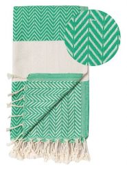 Hammam Chusta hammam w kolorze biało-zielonym - 180 x 100 cm rozmiar: onesize. Białe szaliki Hammam, bez wzorów, z bawełny. Za 60.99 zł.