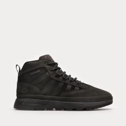 Sneakersy męskie Timberland Euro Trekker MID LACE UP SNEAKER JET BLACK. Czarne buty sportowe casual Timberland, bez wzorów, bez zapięcia. Za 530.99 zł.