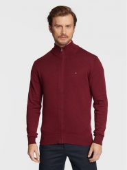 Tommy Hilfiger Kardigan MW0MW28050 Bordowy Regular Fit. Czerwone swetry rozpinane Tommy Hilfiger, m, bez wzorów, z bawełny, bez kołnierzyka, bez ramiączek. Za 749.99 zł.