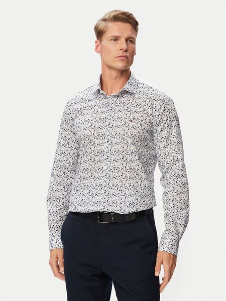 Tommy Hilfiger Koszula MW0MW43753 Biały Slim Fit. Białe koszule Tommy Hilfiger, m, bez wzorów, z bawełny, bez kołnierzyka, bez ramiączek. Za 369.99 zł.