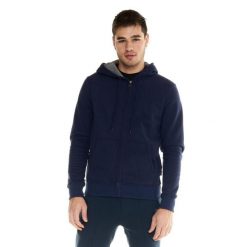 Męska bluza Leone z kapturem i zamkiem błyskawicznym Lifestyle. Niebieskie bluzy LEONE 1947 APPAREL, l, bez wzorów, z tkaniny, z kapturem. W wyprzedaży za 223.60 zł.
