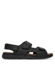 Rieker Sandały 25558-01 Czarny. Czarne sandały Rieker, ze skóry, bez zapięcia. Za 244.99 zł.