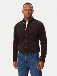 Tommy Hilfiger Koszula Solid MW0MW40486 Brązowy ciemny Regular Fit. Brązowe koszule Tommy Hilfiger, l, bez wzorów, z bawełny, bez kołnierzyka, bez ramiączek. Za 409.99 zł.