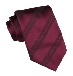 Męski Krawat - Angelo di Monti - Bordowy, Faktura w Prążek. Czerwone krawaty i muchy Angelo di Monti, bez wzorów, z tkaniny. Za 45.00 zł.