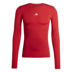 Koszulka męska adidas Techfit Long Sleeve Tee. Czerwone bluzki z długim rękawem Adidas, m, bez wzorów, bez kołnierzyka, bez ramiączek. Za 115.99 zł.