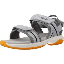 Sandały CLARKS EXPO SEA K Szary. Szare sandały Clarks, z tkaniny, bez zapięcia. Za 149.99 zł.