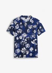 Shirt polo z krótkim rękawem, z dżerseju z bawełny organicznej. Niebieskie koszulki polo bonprix, na lato, m, bez wzorów, z bawełny, bez kołnierzyka, bez ramiączek. Za 77.99 zł.