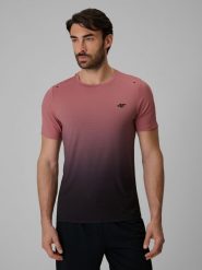 4F Koszulka treningowa regular szybkoschnąca męska - koralowa XL. Pomarańczowe t-shirty 4F, m, bez wzorów, z materiału, bez kołnierzyka, bez ramiączek. Za 129.99 zł.