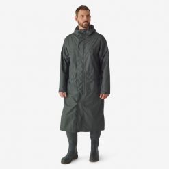 Płaszcz długi Solognac 500 wodoodporny. Brązowe kurtki outdoor i hardshell SOLOGNAC, xl, bez wzorów, z materiału, bez kaptura. Za 199.99 zł.