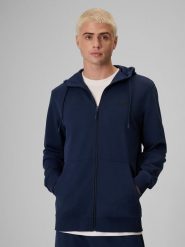 4F Bluza dresowa regular z kapturem męska - granatowa XXL. Niebieskie bluzy 4F, m, bez wzorów, z dresówki, z kapturem. Za 169.99 zł.