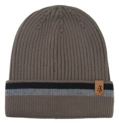 Jesienno-Zimowa Czapka (beanie) – Alties - Beżowa z Paskiem. Brązowe czapki zimowe Alties, bez wzorów, z dzianiny. Za 59.00 zł.