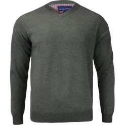 Męski Sweter Bawełniany (V-neck) - Adriano Guinari - Popiel, Klasyczny. Szare swetry rozpinane Adriano Guinari, m, bez wzorów, z bawełny, bez kołnierzyka, bez ramiączek. Za 159.00 zł.