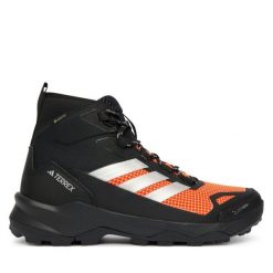 Trekkingi adidas. Brązowe botki sznurowane Adidas, bez wzorów, z gore-texu, bez obcasa, bez zapięcia. Za 699.99 zł.