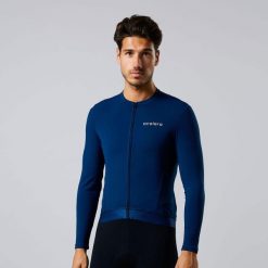 Męska koszulka kolarska Thermo Fleece z długim rękawem. Niebieskie bluzy ACELERA, m, bez wzorów, z polaru, bez kaptura. W wyprzedaży za 317.21 zł.