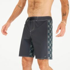 Spodenki surfingowe męskie Olaian 500 19" Arch Taow. Czarne odzież kąpielowa OLAIAN, l, z aplikacjami, z elastanu, sportowe. Za 99.99 zł.