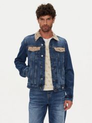 Guess Kurtka jeansowa M5YXN1 D5KT3 Granatowy Regular Fit. Niebieskie kurtki Guess, m, z aplikacjami, z jeansu, bez kaptura. Za 439.99 zł.
