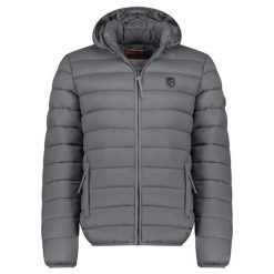 Kurtka męska Geographical Norway AMIGOTAL HOOD, ciemnoszara. Szare kurtki przeciwdeszczowe Geographical Norway, m, bez wzorów, z polaru. Za 179.00 zł.