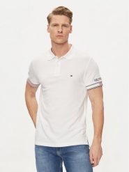 Tommy Hilfiger Polo Flag MW0MW34780 Biały Slim Fit. Białe koszulki polo Tommy Hilfiger, m, bez wzorów, z bawełny, bez kołnierzyka, bez ramiączek. Za 239.99 zł.