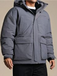 Kurtka puffer z kapturem - szary. Szare kurtki Sinsay, l, bez wzorów, z kapturem. Za 179.99 zł.