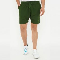 Bawełniane szorty sportowe męskie F7 ciemnozielone. Zielone krótkie spodenki sportowe Legea, m, bez wzorów, z bawełny. Za 68.00 zł.
