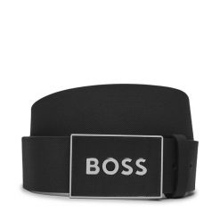 Pasek Męski BOSS. Czarne paski Boss, bez wzorów. Za 299.99 zł.