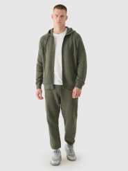 4F Spodnie dresowe joggery męskie - khaki L. Brązowe joggery i bojówki 4F, na co dzień, l, bez wzorów, z bawełny, sportowe. W wyprzedaży za 79.99 zł.
