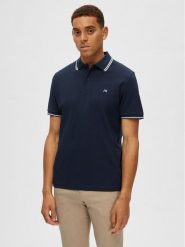 Selected Homme Polo 16087840 Granatowy Regular Fit. Niebieskie koszulki polo Selected Homme, m, bez wzorów, z bawełny, bez kołnierzyka, bez ramiączek. Za 109.99 zł.