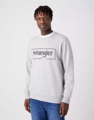 WRANGLER FRAME LOGO CREW MĘSKA BLUZA NADRUK MID GREY W662HAX37 112320241. Szare bluzy Wrangler, m, bez wzorów, z bawełny, bez kaptura. Za 189.99 zł.